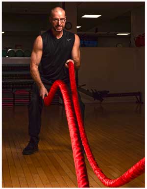 Darren using battle ropes